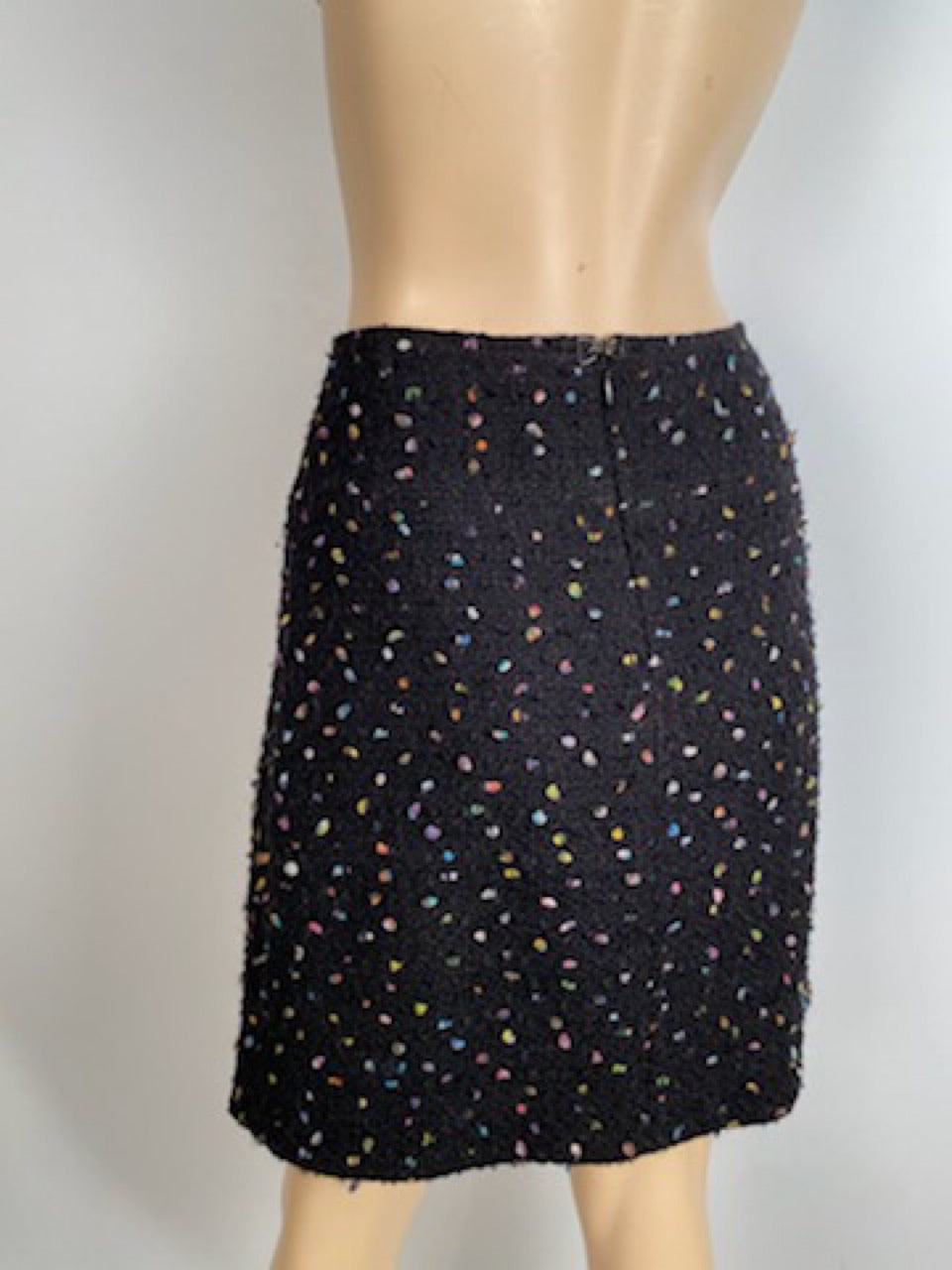 1980’s Collection 23 Chanel Black Multicolor Confetti Jacket Skirt Suit Set US 8/10