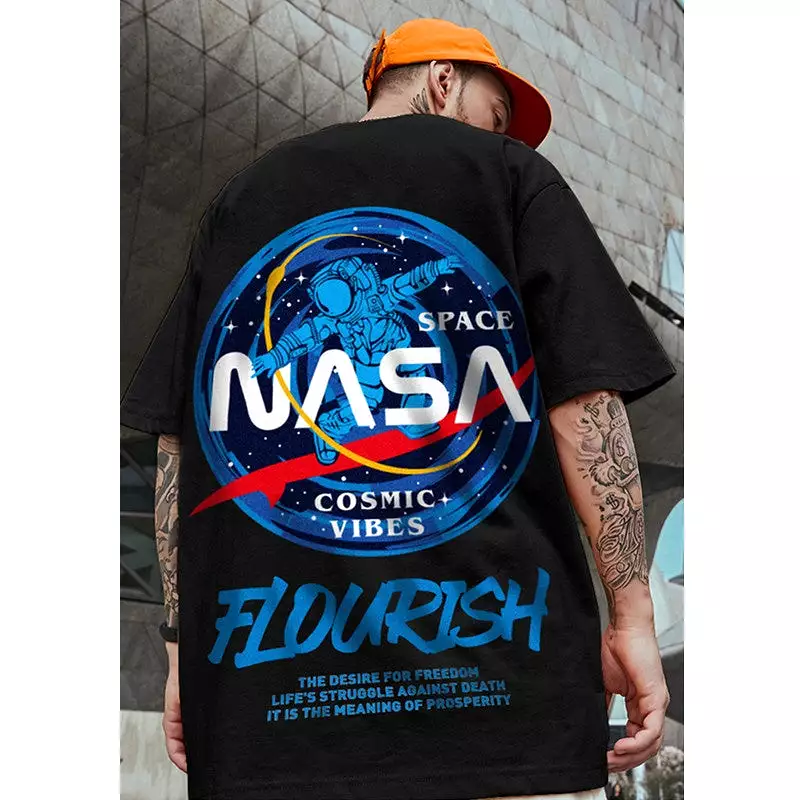 2023 Hip Hop Black White Streetwear T Shirt Custom Graphic Tees Loose Fit Plus Size Men'S T-Shirts Oversized Tshirt For Men