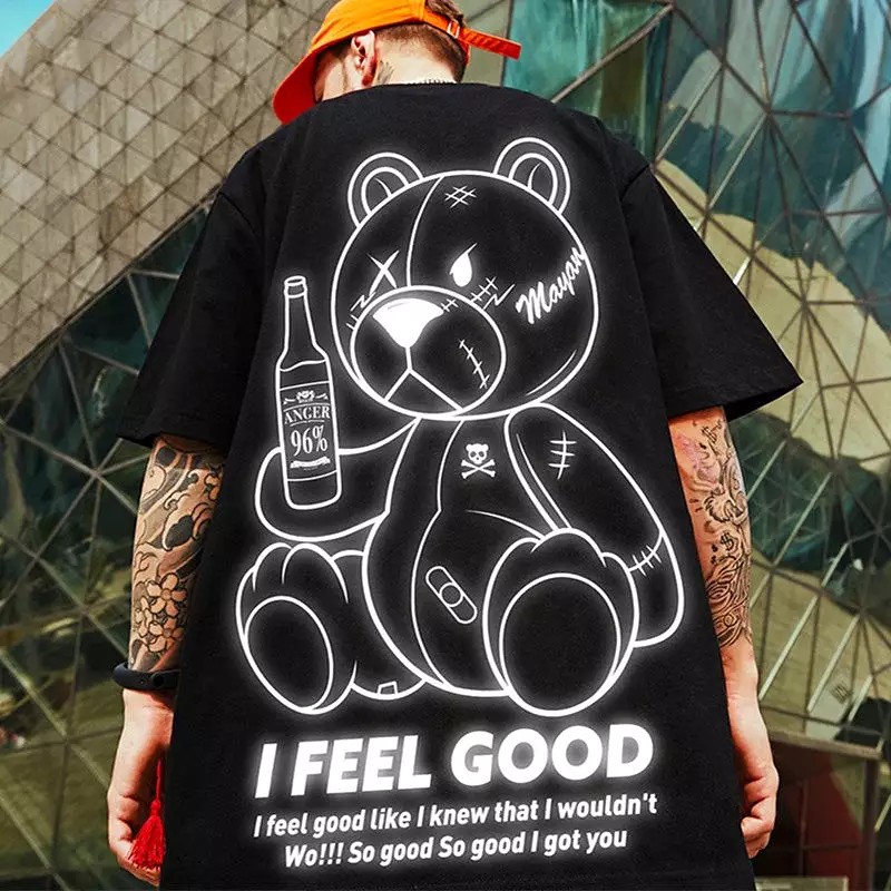 2023 Hip Hop Black White Streetwear T Shirt Custom Graphic Tees Loose Fit Plus Size Men'S T-Shirts Oversized Tshirt For Men