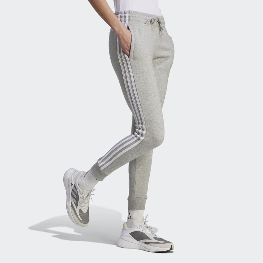 ADIDAS WOMEN'S 3-STRIPE FLEECE GREY PANTS