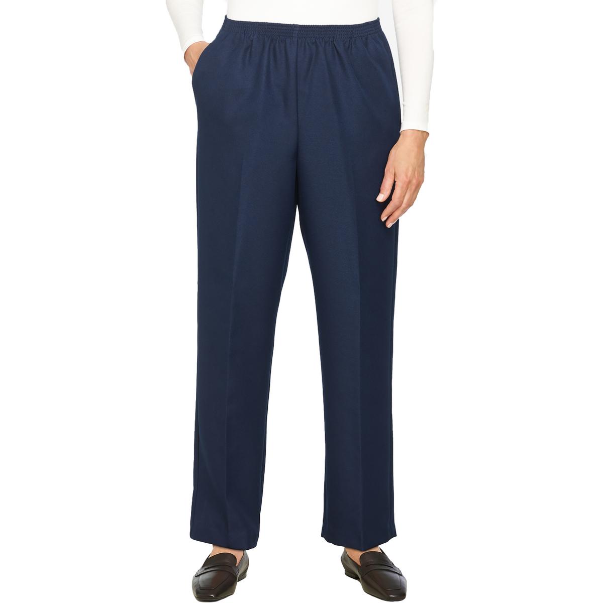 Alfred Dunner Womens Plus Stretch Elastic-Waist Straight Leg Pants