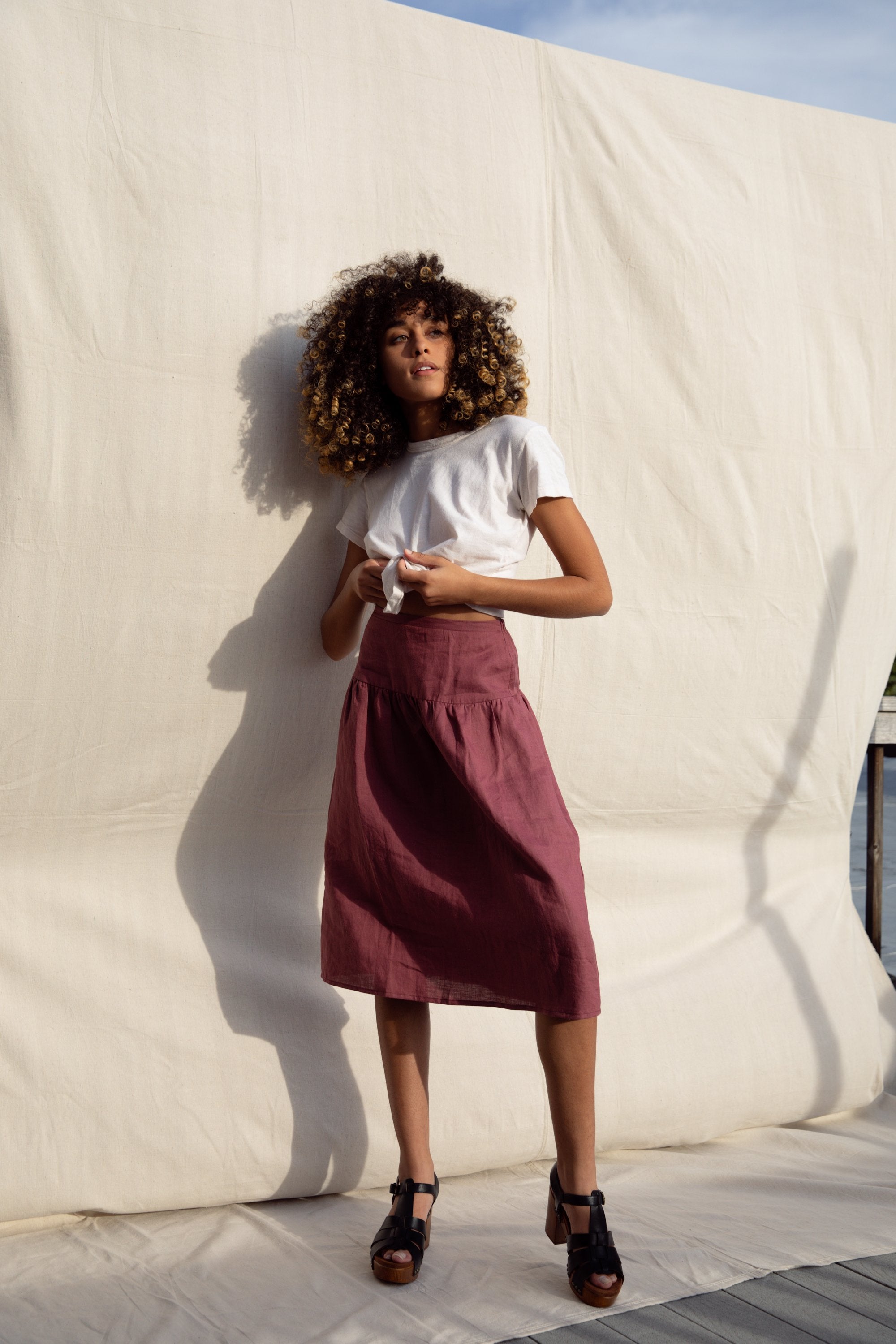 Beth Skirt / Plum Linen