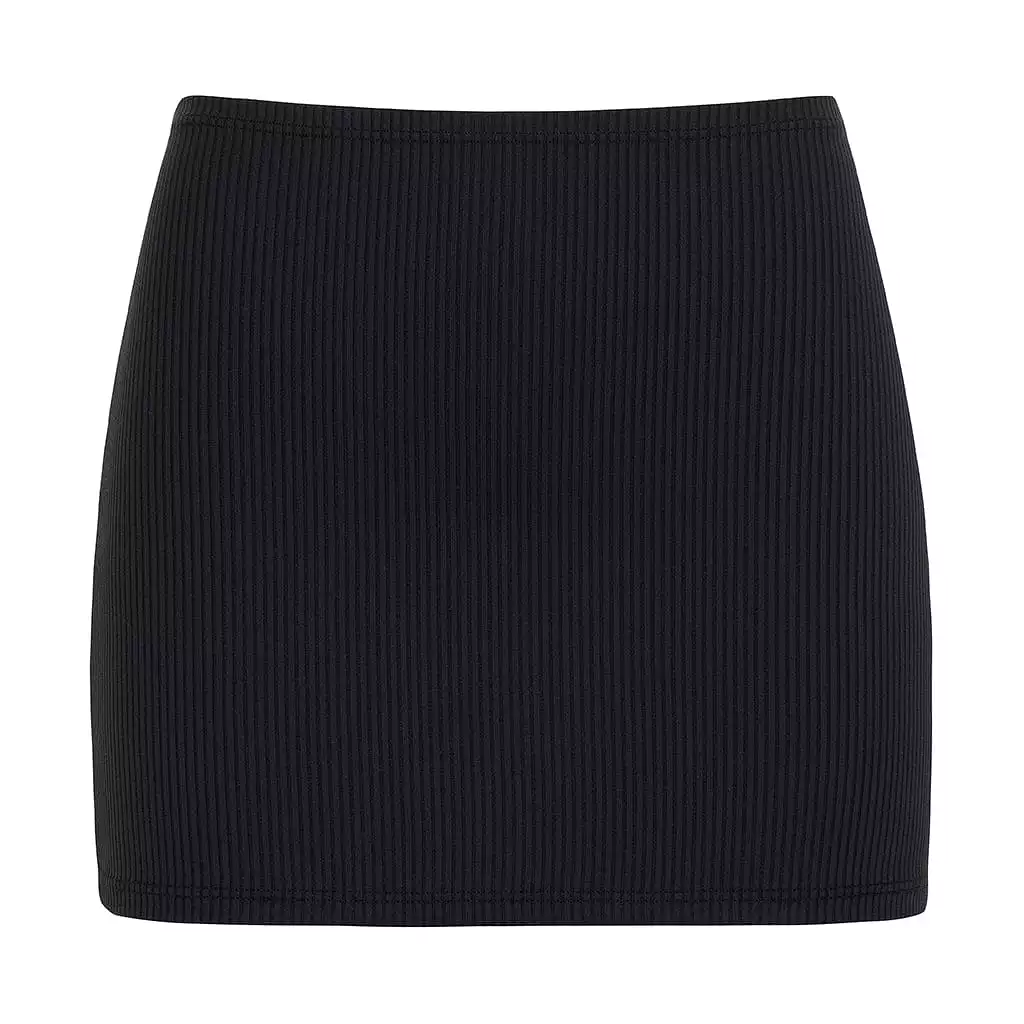 Black Rib Micro Skirt