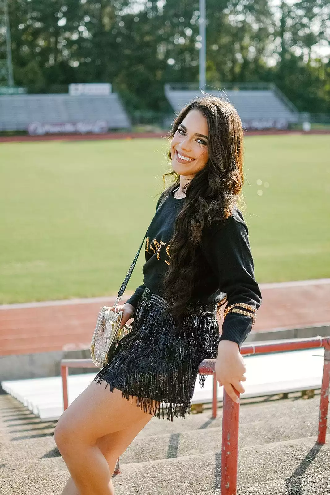 Black Sequin Fringe Mini Skirt