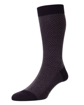 Blackberry Hendon Chunky Herringbone Midcalf Sock