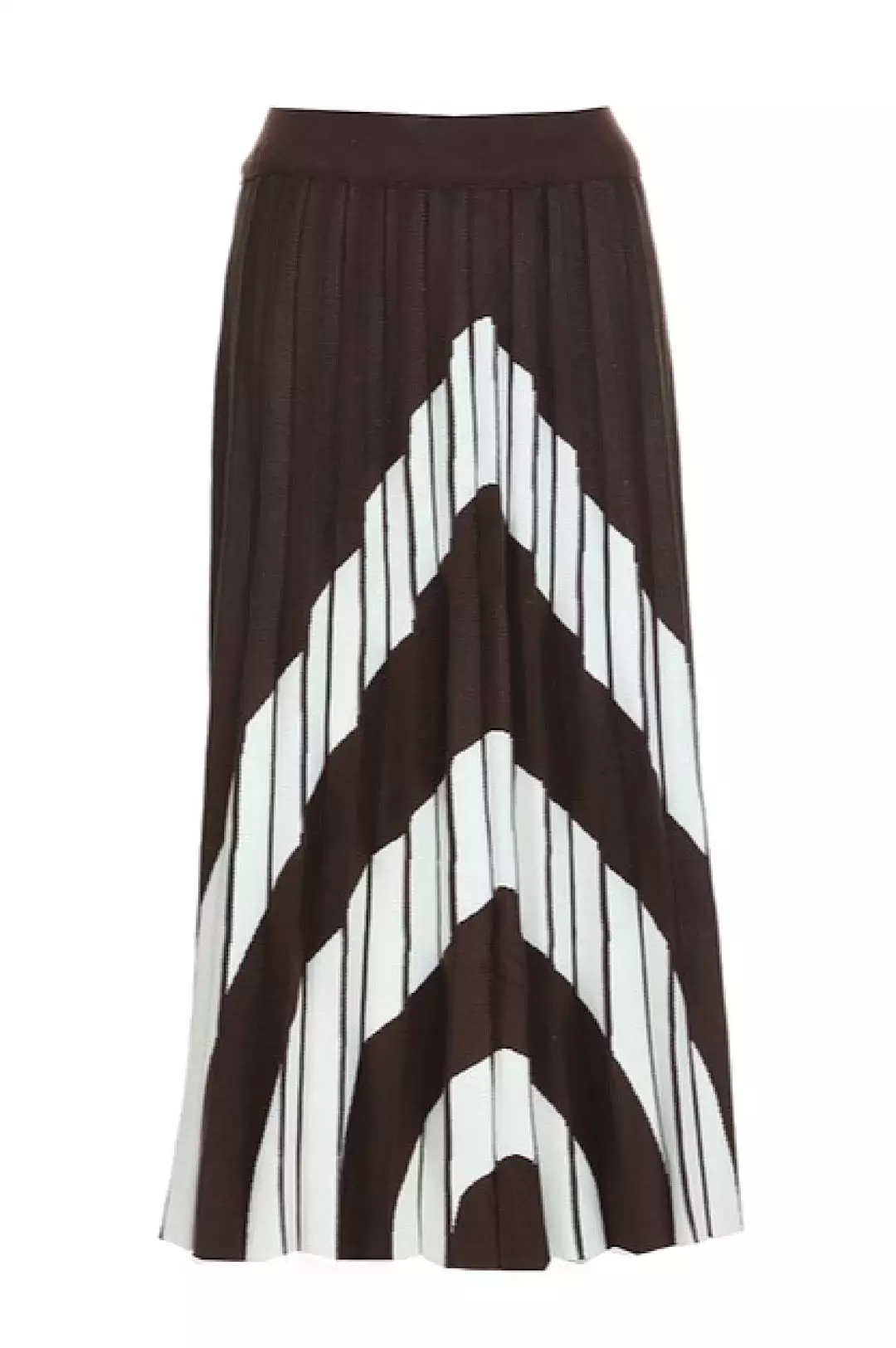 Brown White Pleated Knit Skirt