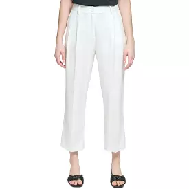 Calvin Klein Womens High Rise Pleated Straight Leg Pants