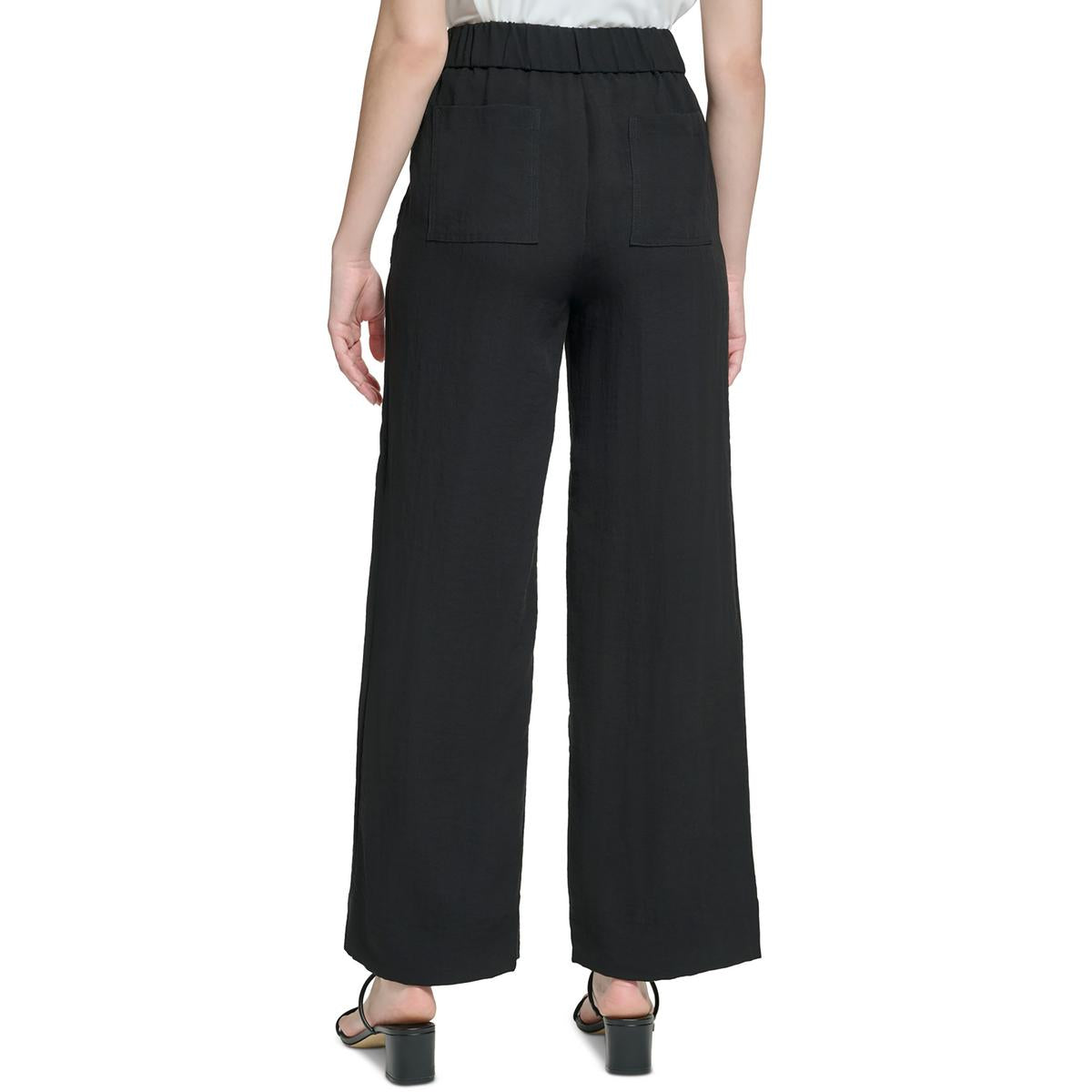 Calvin Klein Womens High Rise Stretch Wide Leg Pants