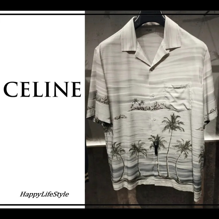 CELINE  |Tropical Patterns Short Sleeves Oversized Luxury Shirts