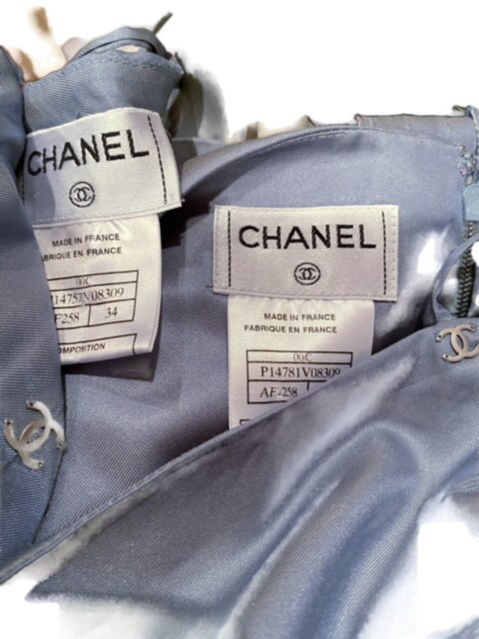 Chanel 00C 2000 Cruise Resort Dusty Blue Silk Skirt Set