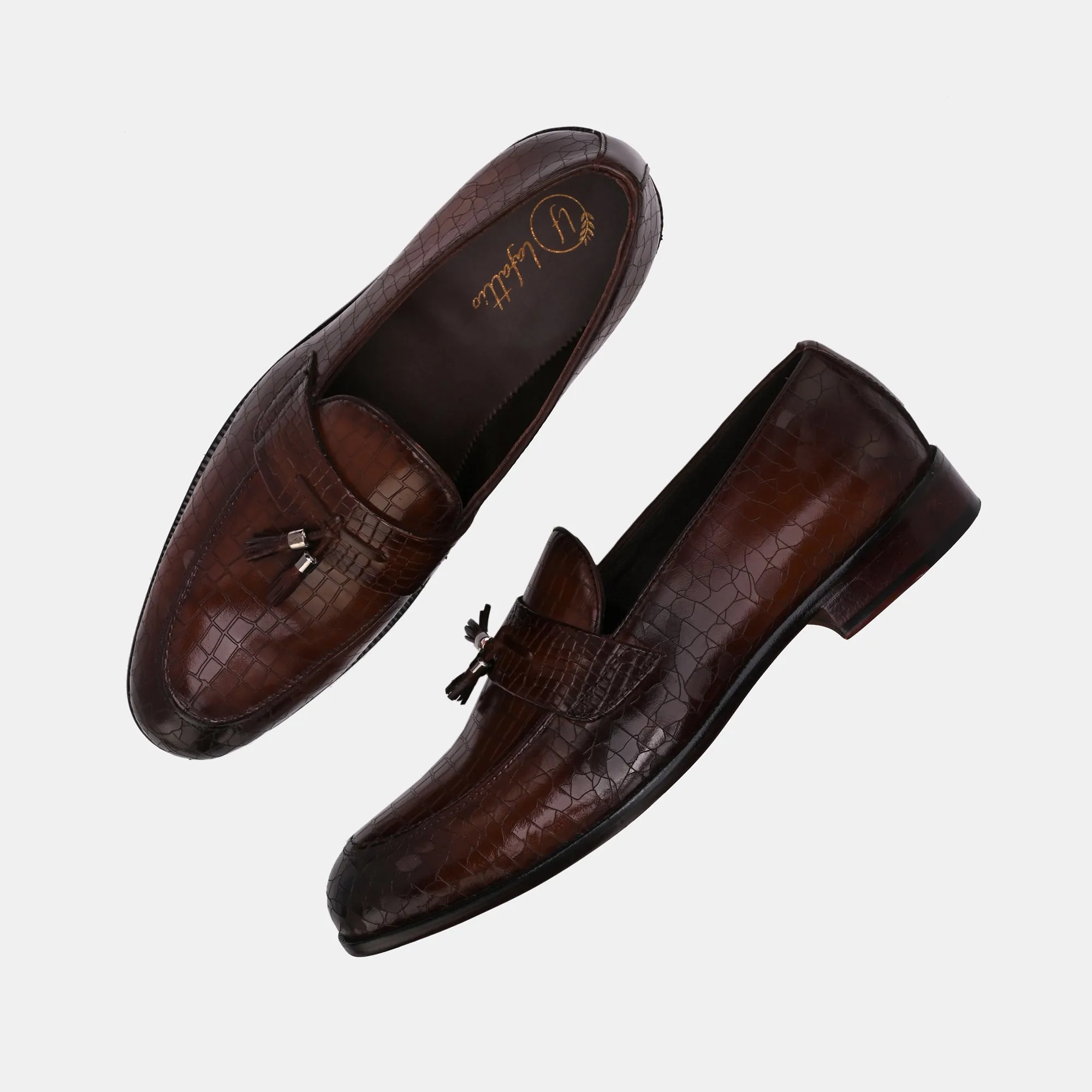 Cherry Laser Engraved Tassel Loafers by Lafattio