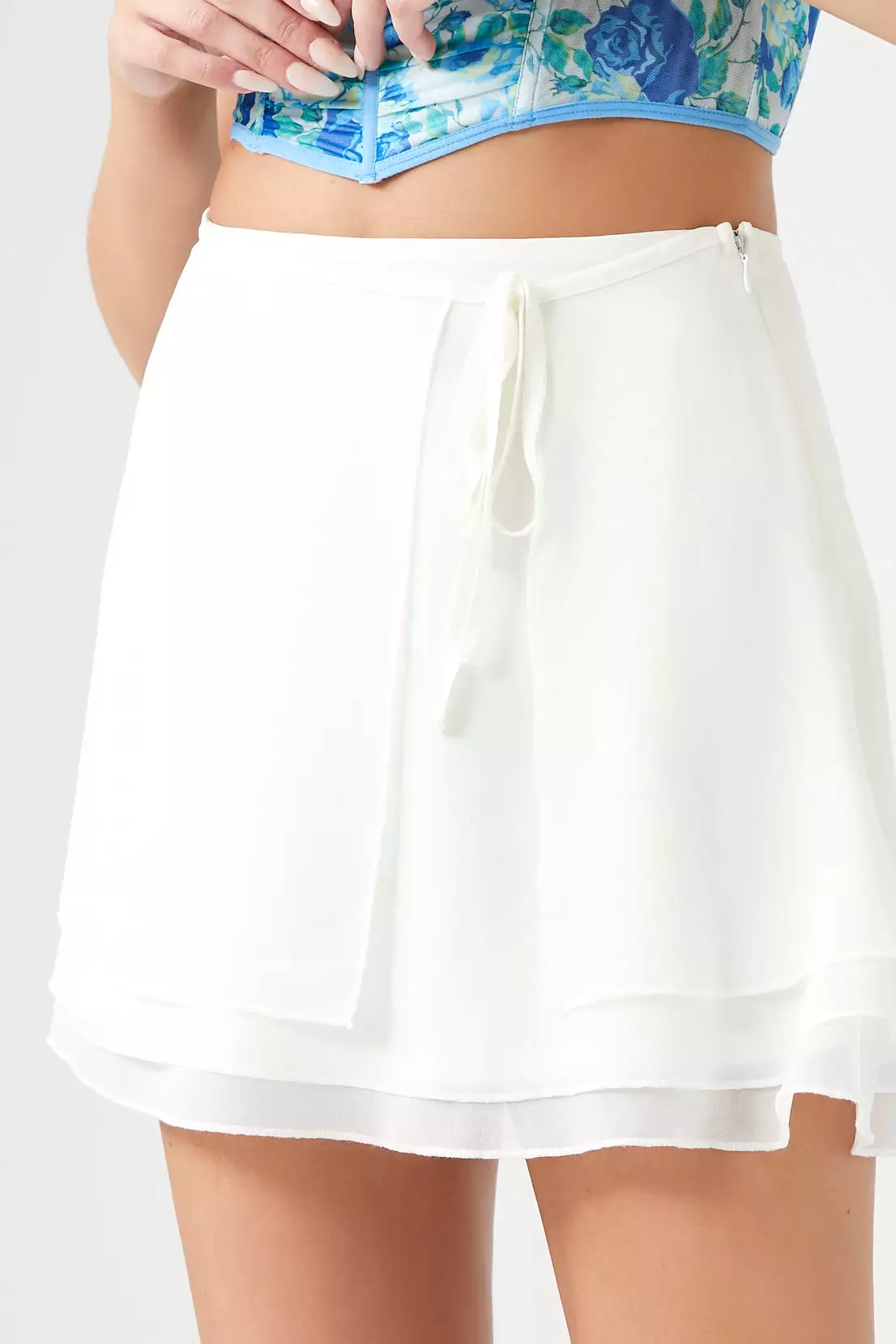 Chiffon A-Line Wrap Mini Skirt