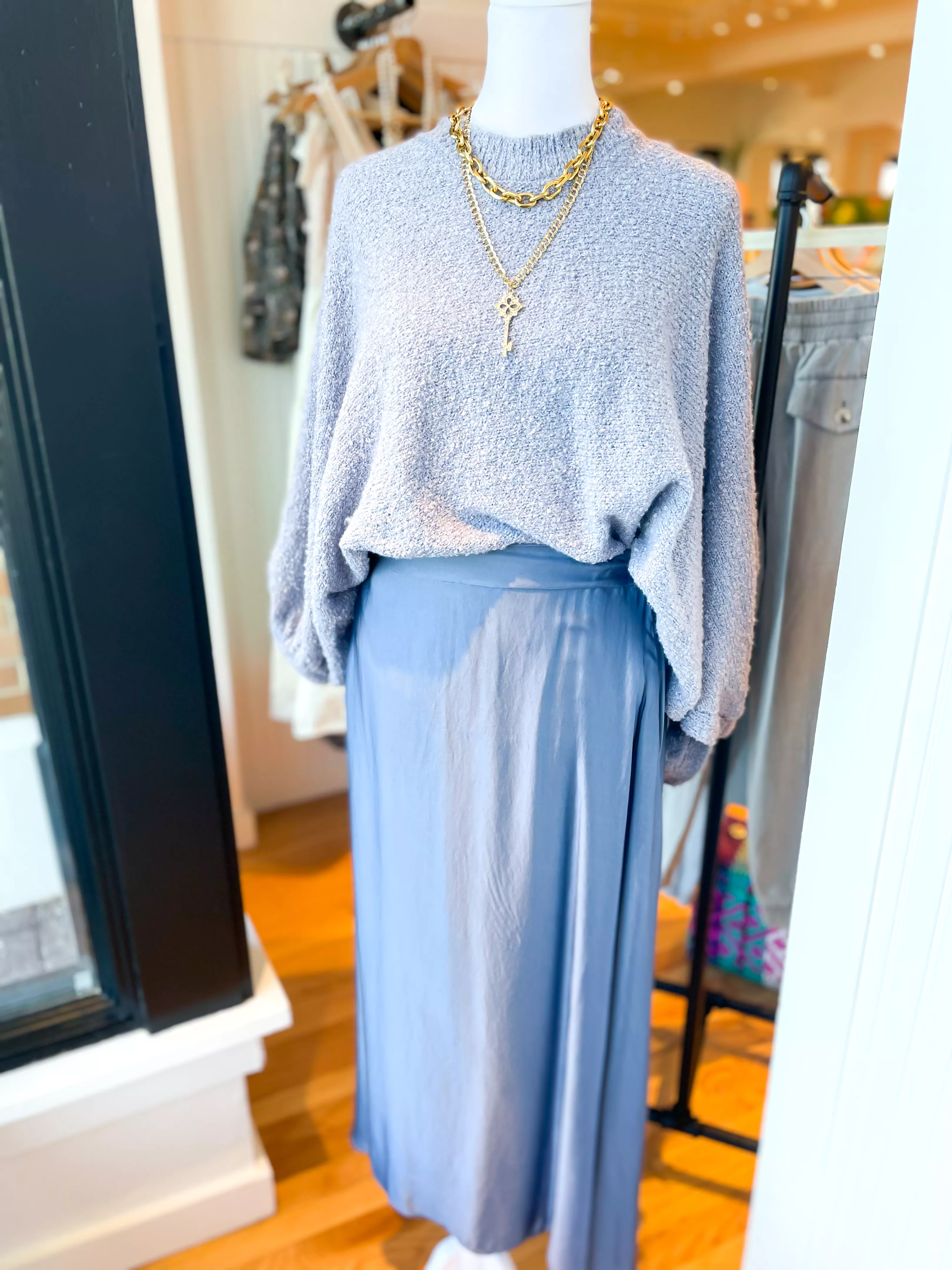 Coastal Cool Silky Skirt Blue