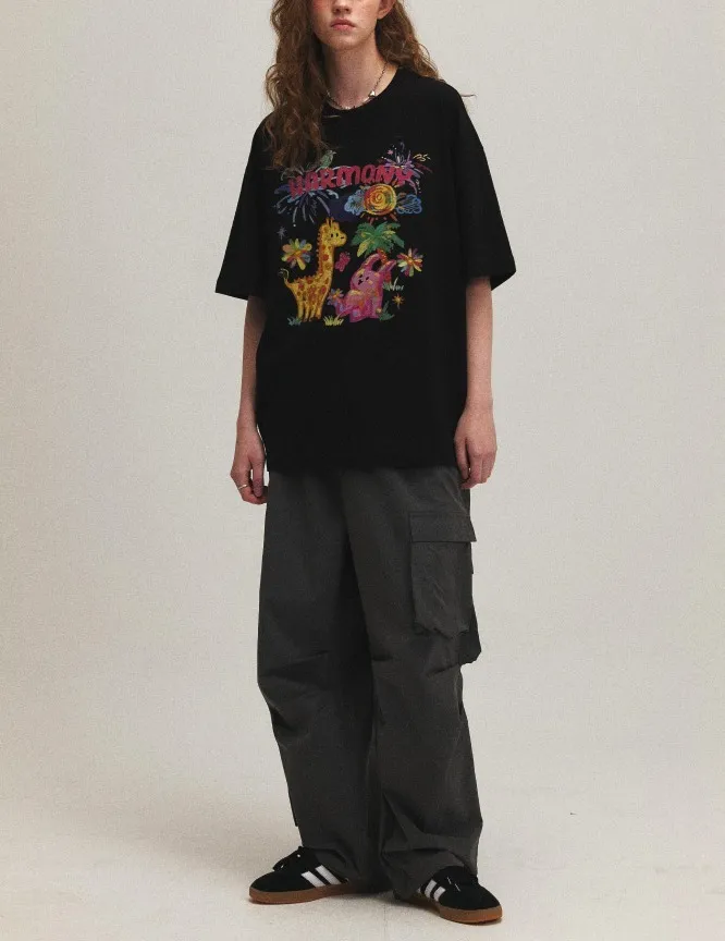 COMPAGNO  |Unisex U-Neck Cotton Oversized T-Shirts