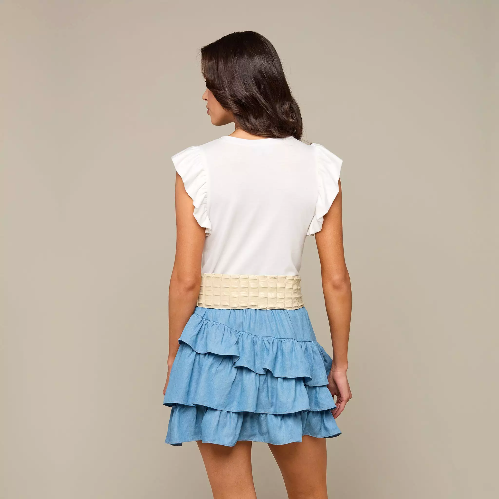 Cora Diagonal Ruffle Skirt :: Blue