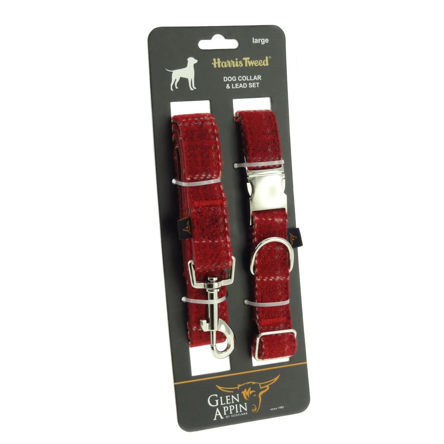 Dog Collar and Lead Set with Harris Tweed