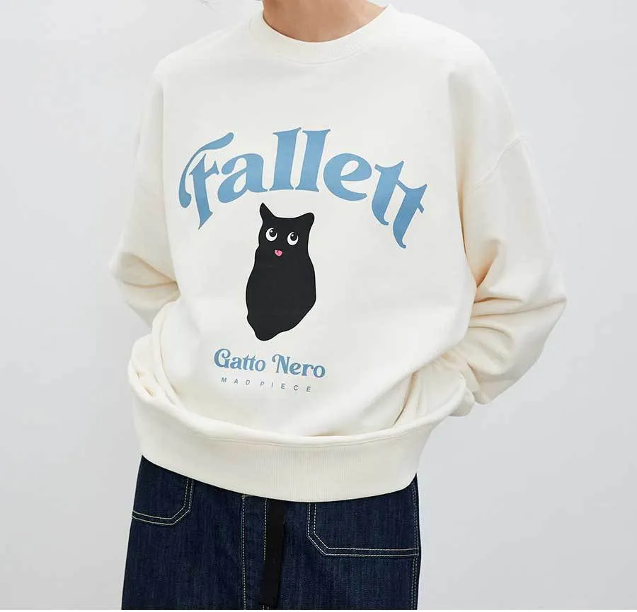 Fallett  |Unisex Street Style Long Sleeves Plain Cotton Oversized Logo