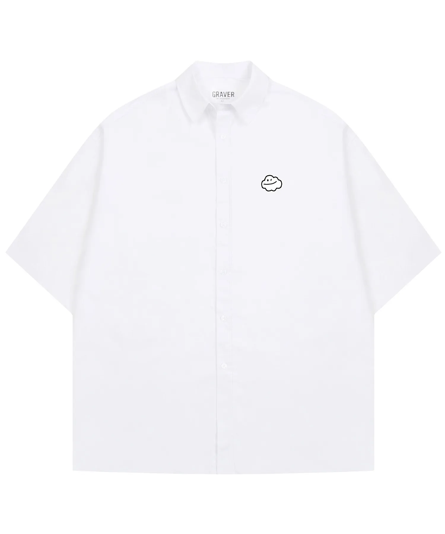 GRAVER  |[GRAVER]★CLOUD SMILE EMBROIDERY OVERFIT SHORT SLEEVE SHIRT