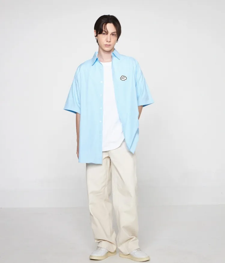 GRAVER  |[GRAVER]★CLOUD SMILE EMBROIDERY OVERFIT SHORT SLEEVE SHIRT