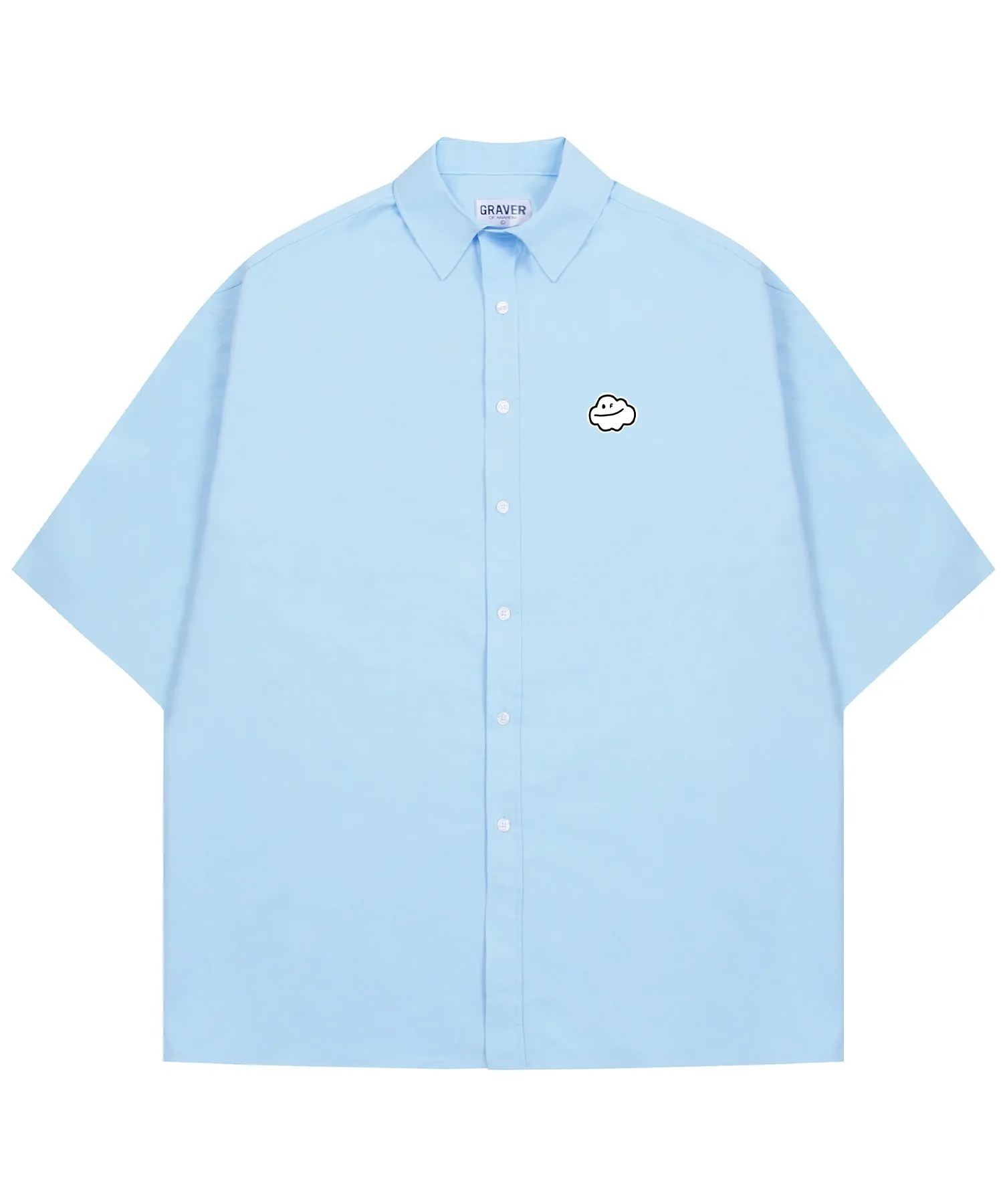 GRAVER  |[GRAVER]★CLOUD SMILE EMBROIDERY OVERFIT SHORT SLEEVE SHIRT