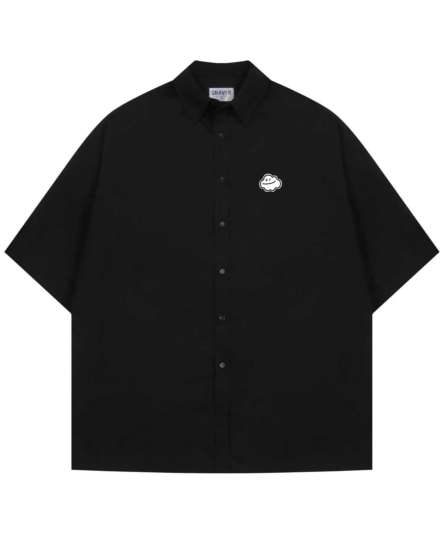 GRAVER  |[GRAVER]★CLOUD SMILE EMBROIDERY OVERFIT SHORT SLEEVE SHIRT