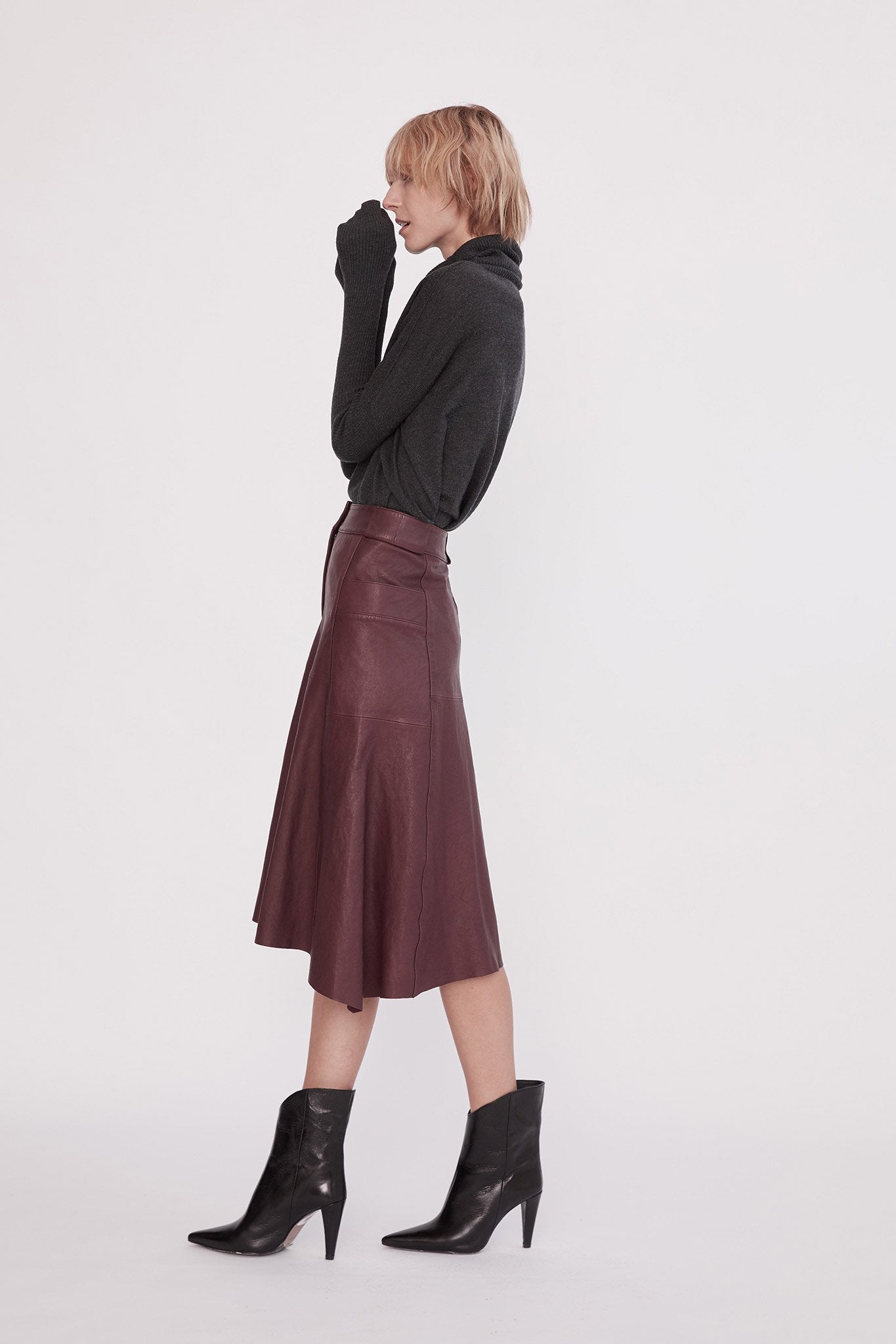 Hudson High-Rise Skirt Shiraz Leather