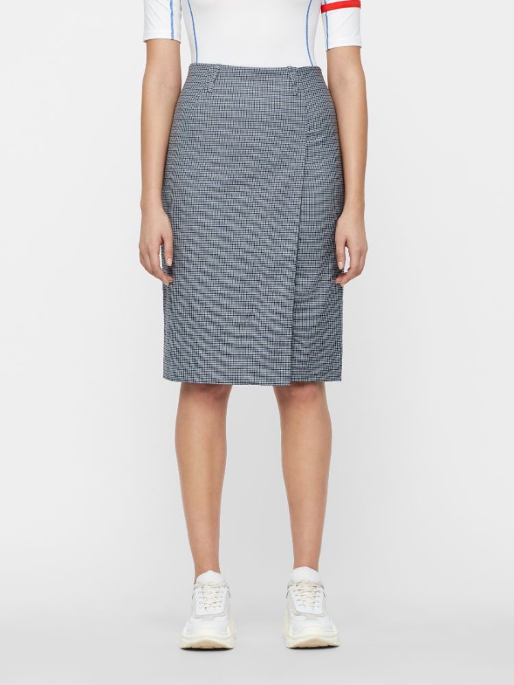 J.Lindeberg Womens Silva Microcheck Skirt - JL NAVY