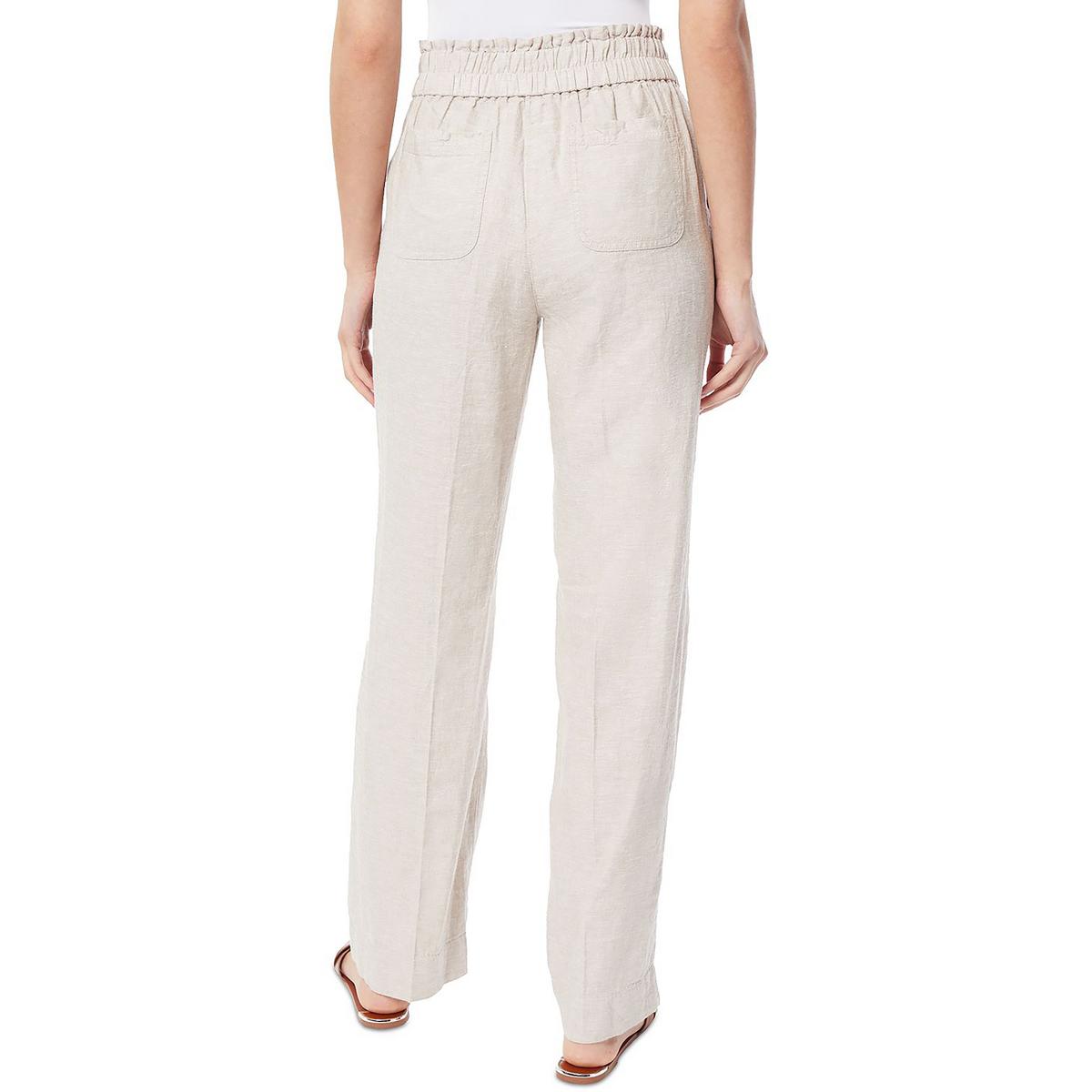 Jones New York Womens Linen High Rise Wide Leg Pants