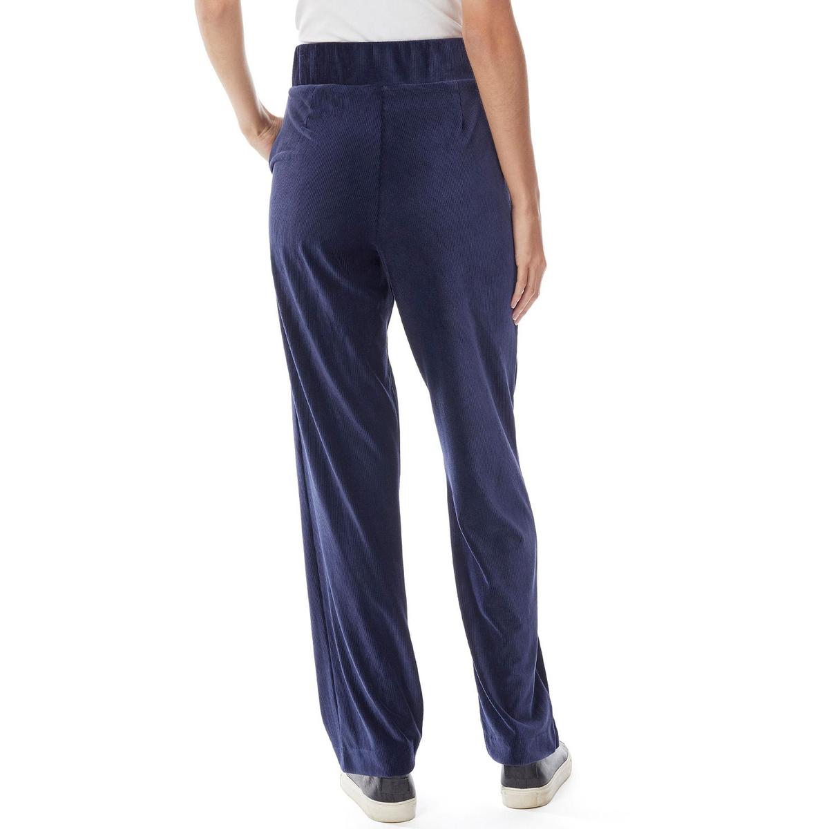 Jones New York Womens Velour Ribbed Wide Leg Pants