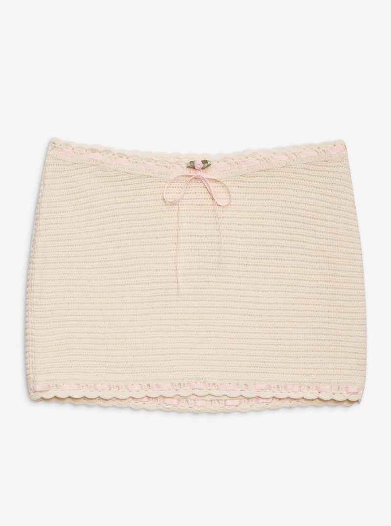 Kelsey Crochet Mini Skirt in Cream