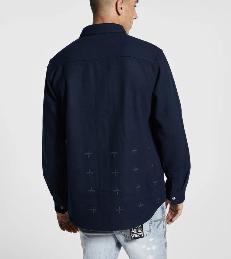 KSUBI  |Snakebite Wool Ls Shirt Navy