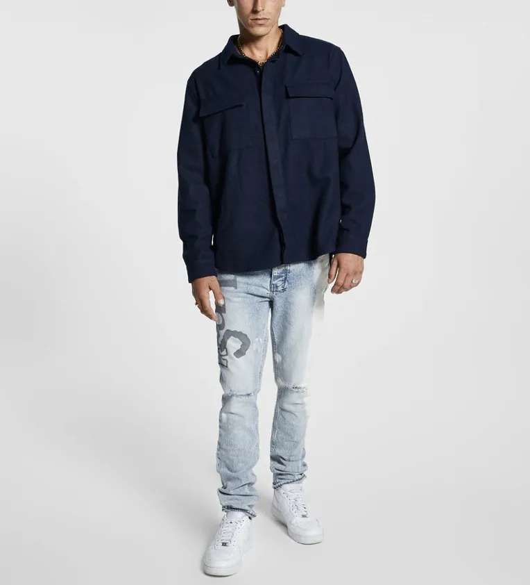 KSUBI  |Snakebite Wool Ls Shirt Navy