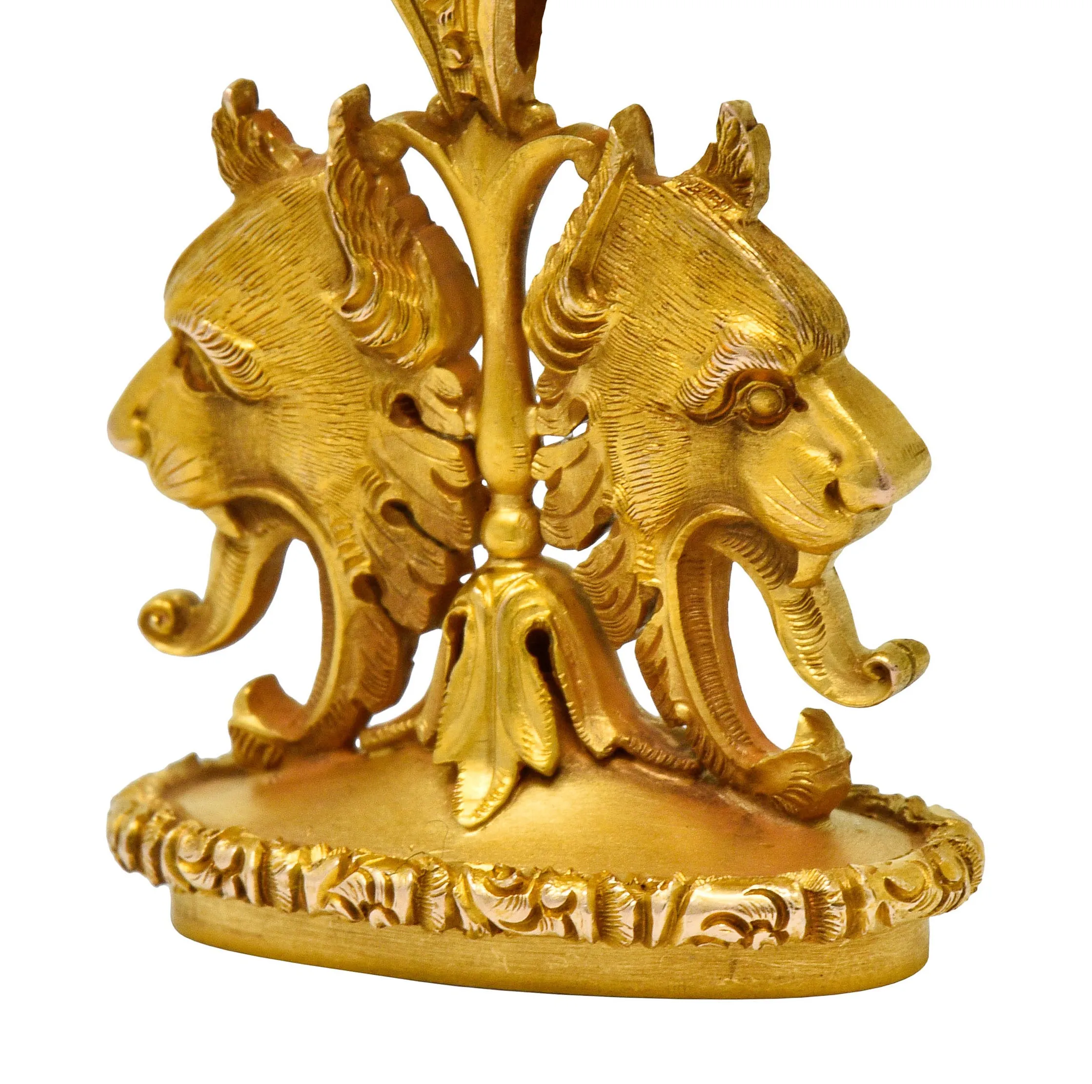 Large Carter & Gough Art Nouveau 14 Karat Gold Lion Fob Charm Pendant