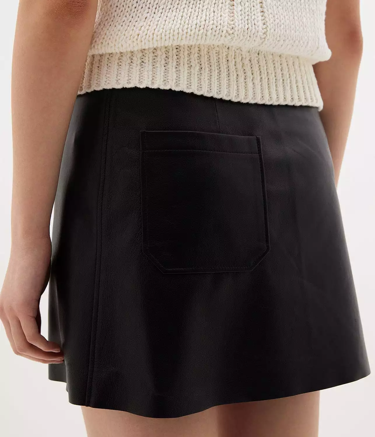 LEATHER WRAP MINI SKIRT- BLACK