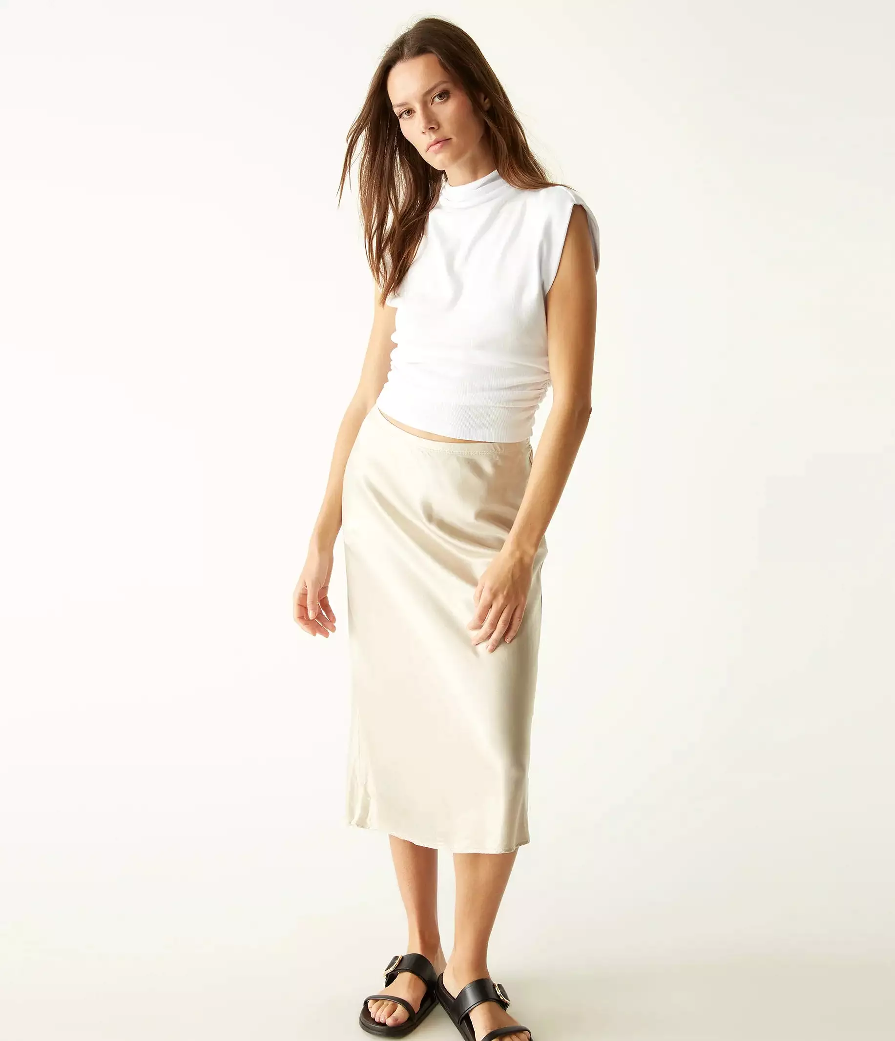 Leila Bias Cut Midi Skirt