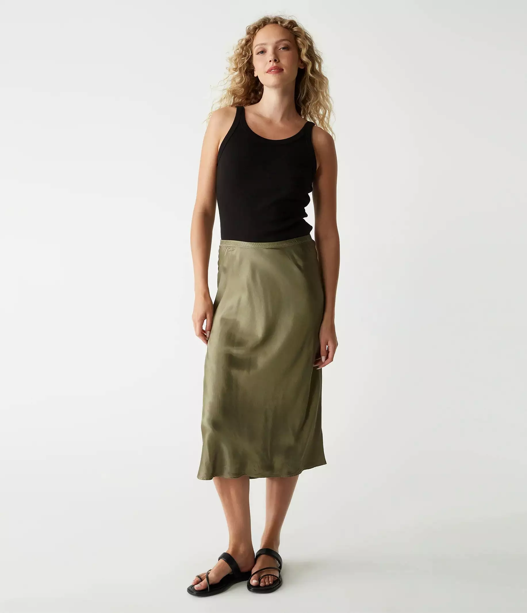 Leila Bias Cut Midi Skirt