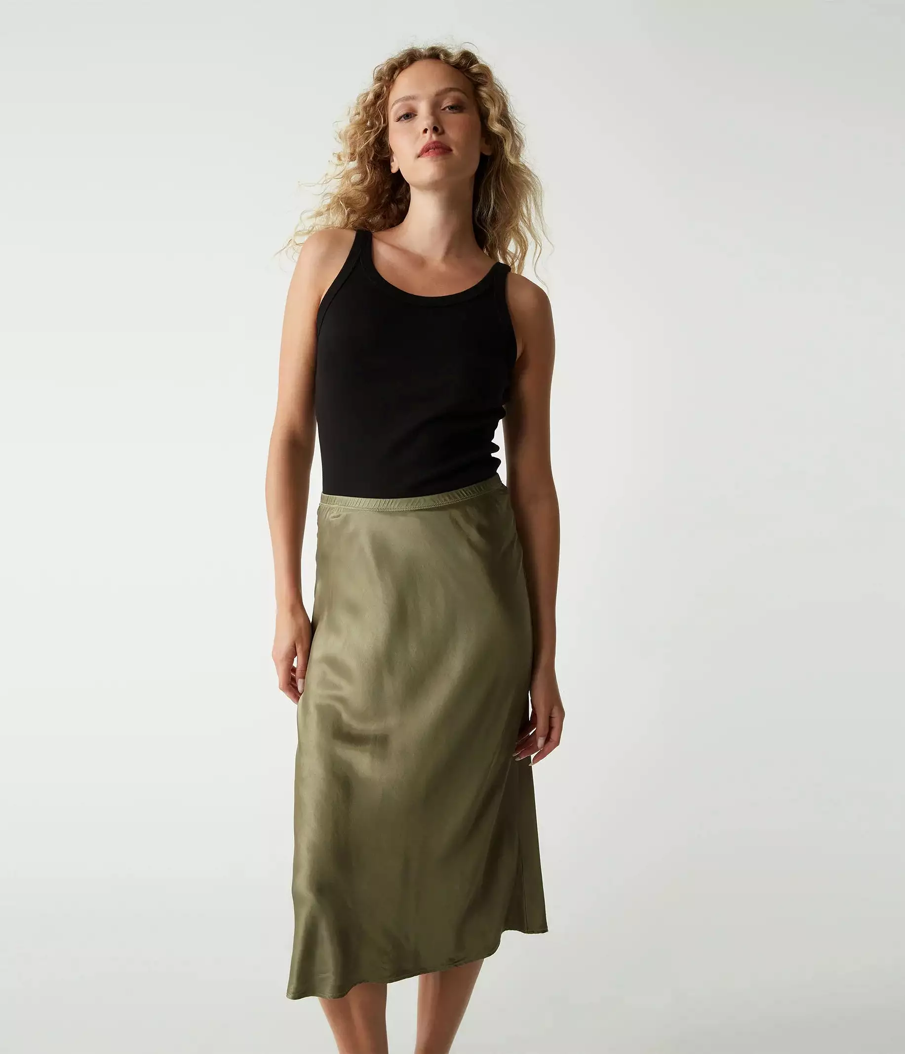 Leila Bias Cut Midi Skirt