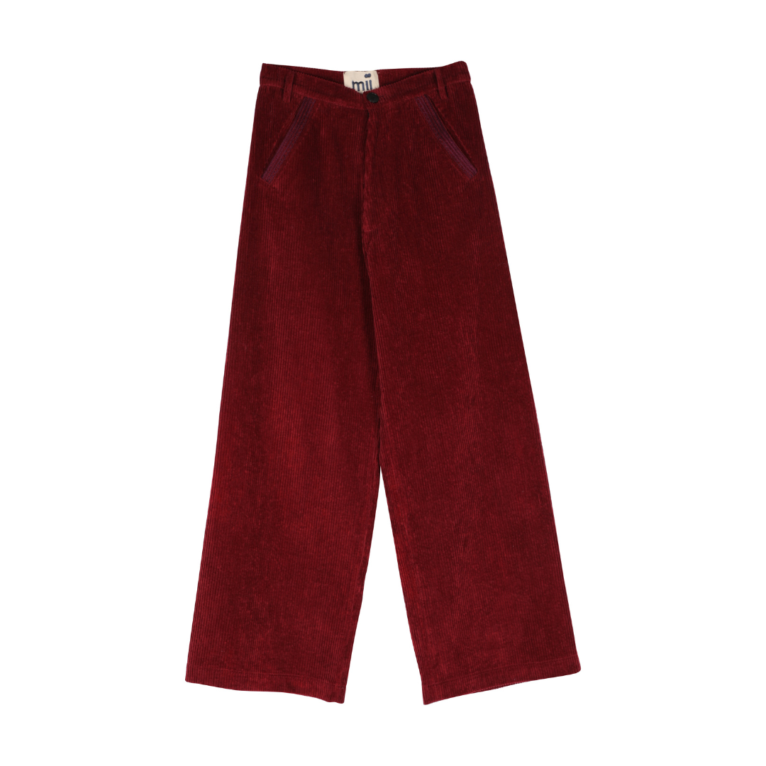 LENA CORDUROY PANTS BURGUNDY