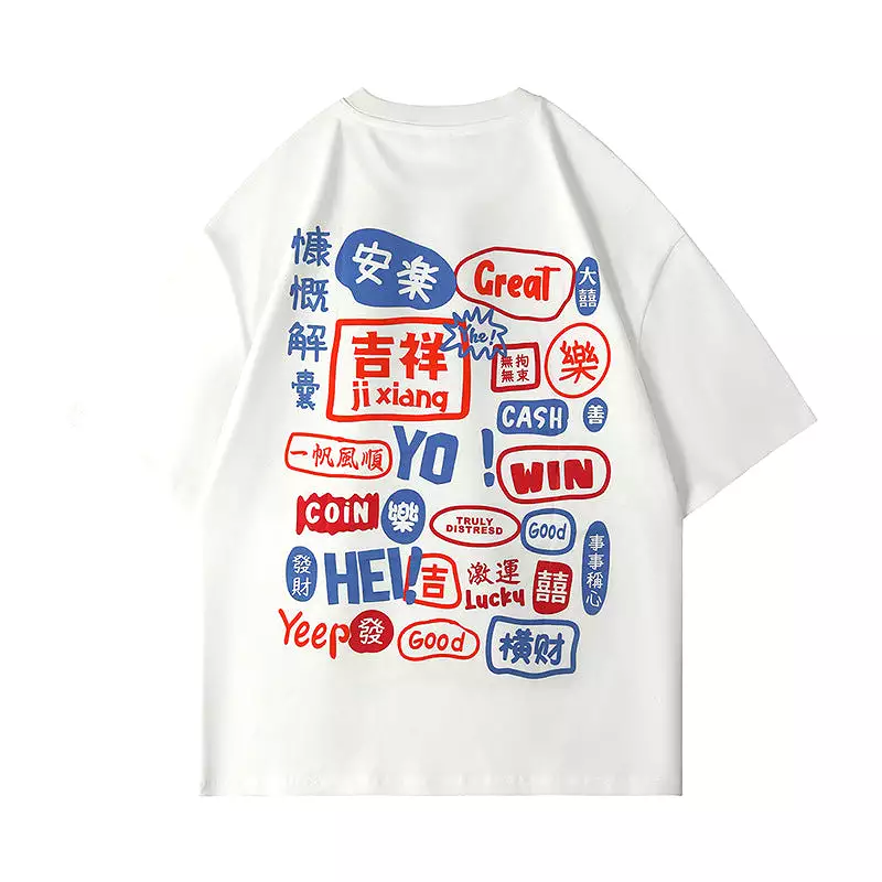 Men Manga Graphic Cotton Harajuku Graffiti Tees