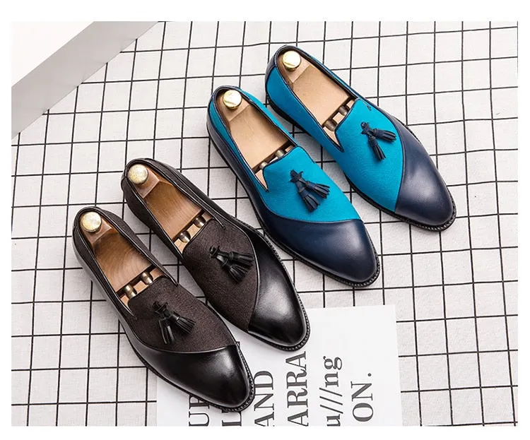 Men's Casual Mixed Color Pattern Tassel Breathable Slip-on Loafers