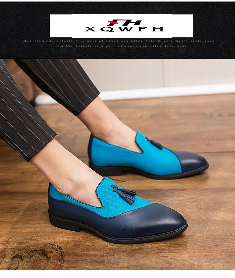 Men's Casual Mixed Color Pattern Tassel Breathable Slip-on Loafers