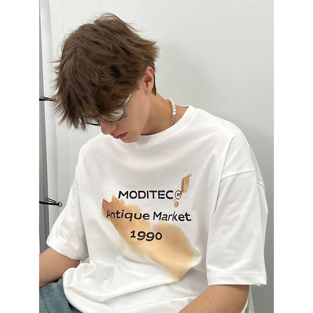 MODITEC  |Crew Neck Unisex Street Style Cotton Short Sleeves Oversized