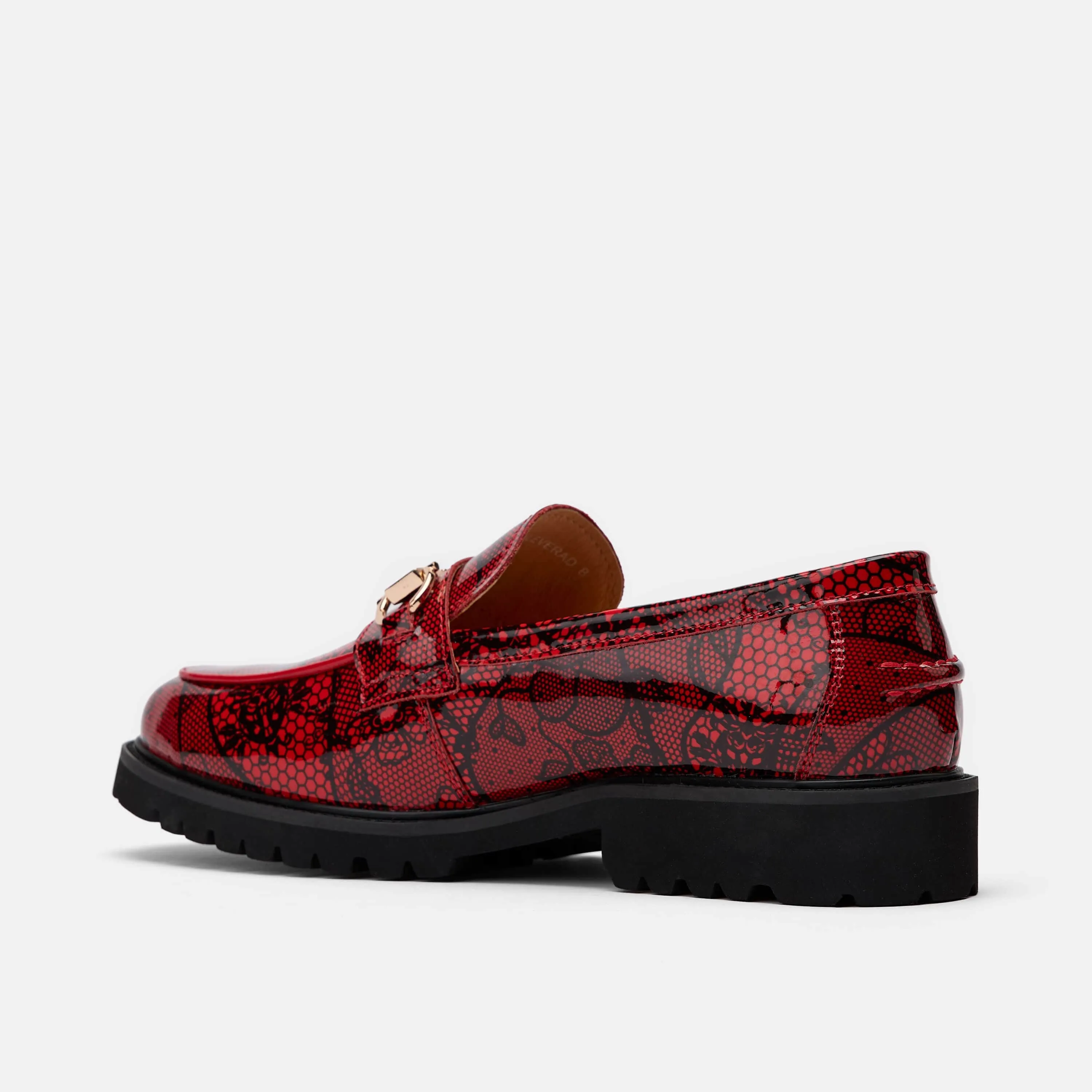 Ms. Boulevard Red Patent Leather Bit Loafers