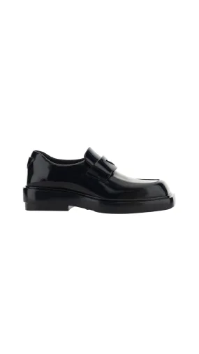 Plain Leather Loafers - Black