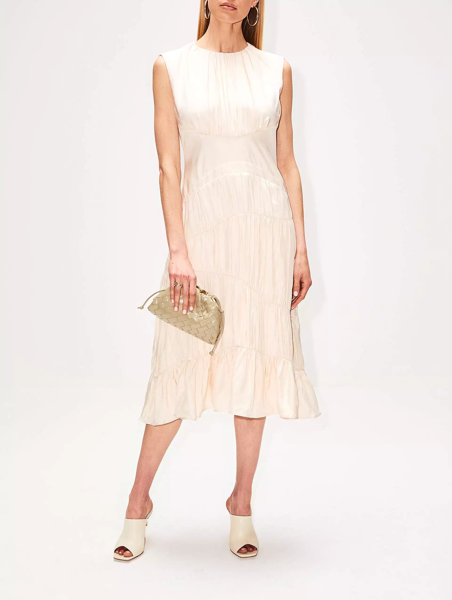 Pleated Tiered Midi Dress