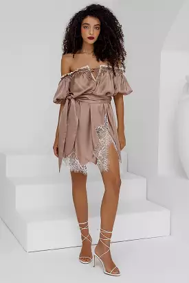 Pretty Little - Mini Dress in Light Taupe