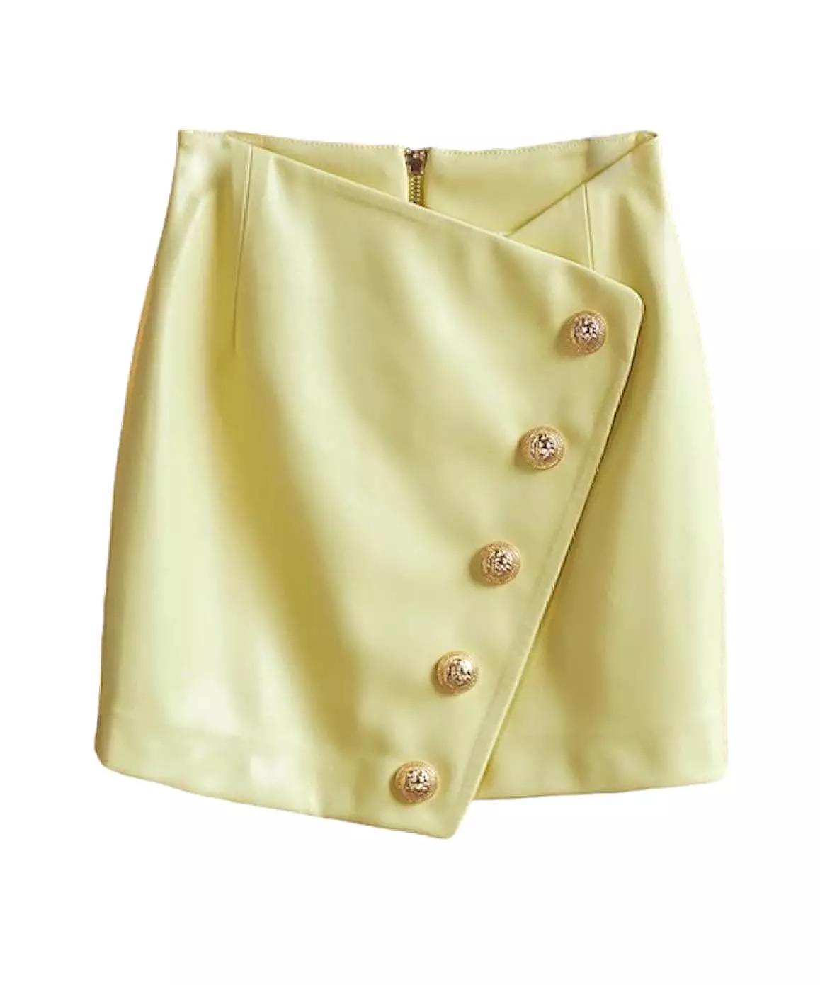 PU Leather Gold Button Mini Skirt In Purple