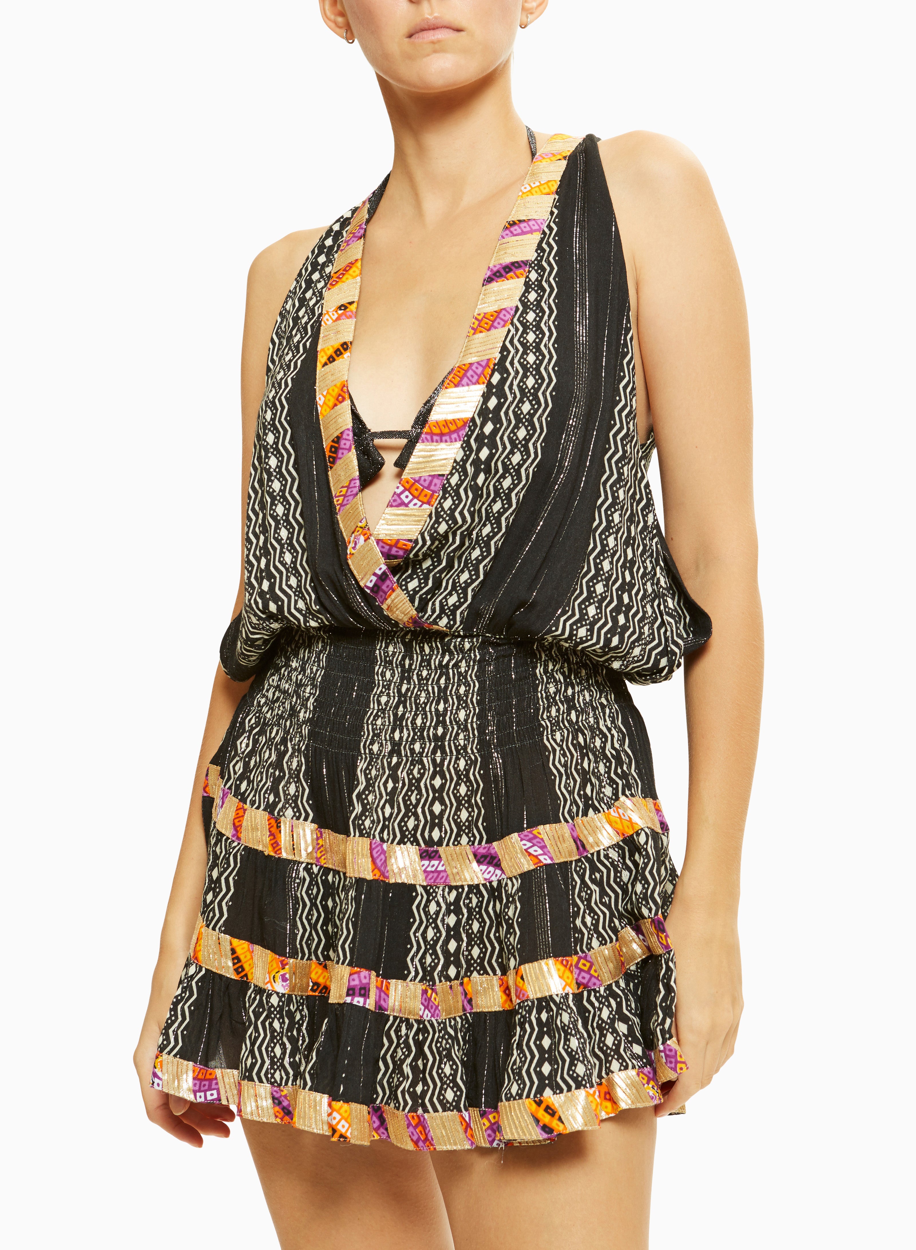 Ramy Brook - Kelsey Dress - Black Beach Geo Stripe