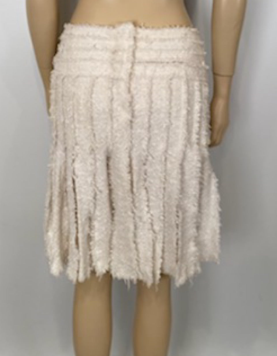 Rare Chanel 04C, 2004 Cruise Resort Ecru Tweed Fringe Skirt FR 38