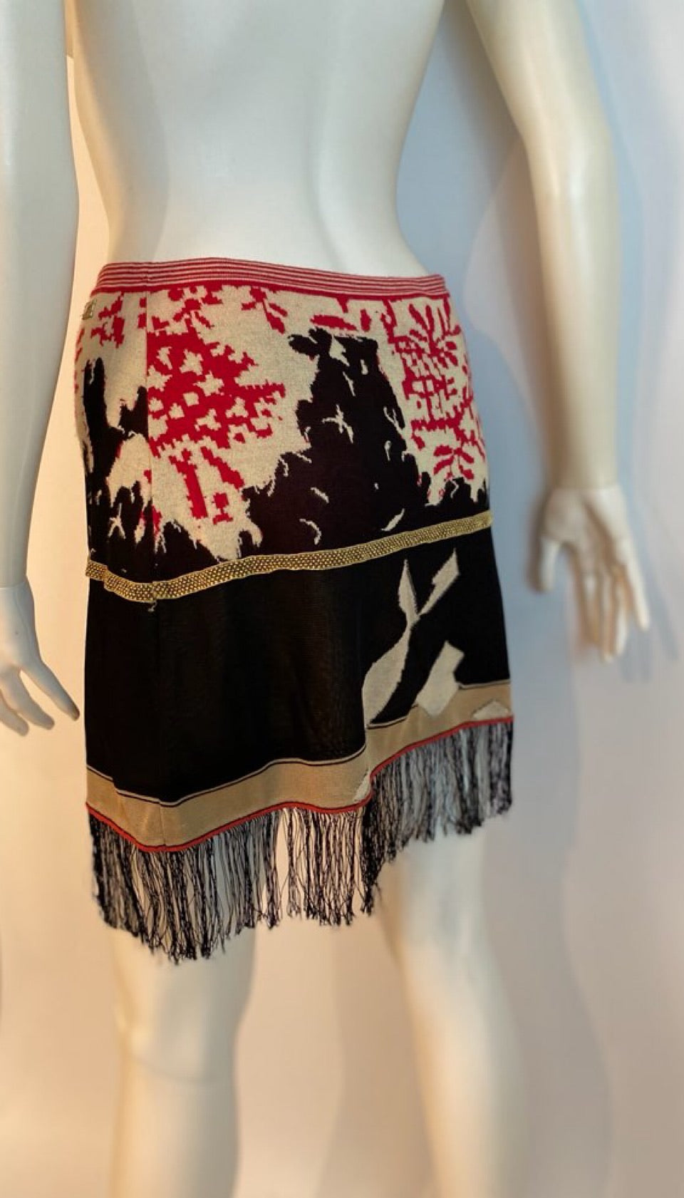 Rare Vintage Chanel 03A, 2003 Fall Fringe Tassels Floral Skirt FR 38